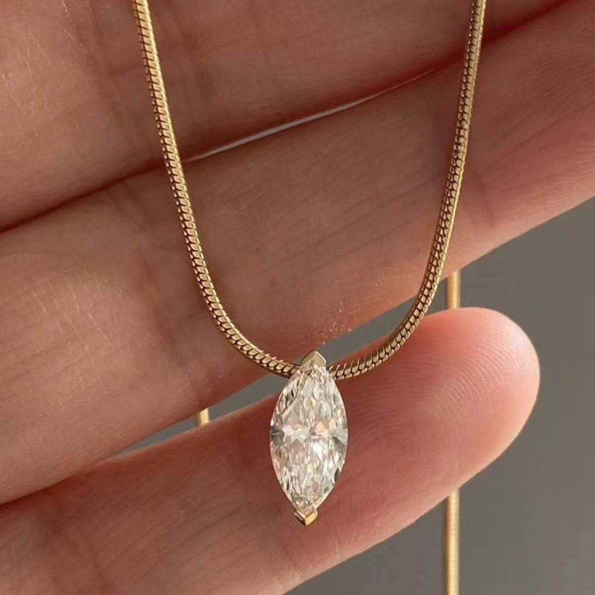 S925 Argent plaqué or Marquise 5&10mm Collier en mossanite 1ct D Couleur VVS1 Argent doré O