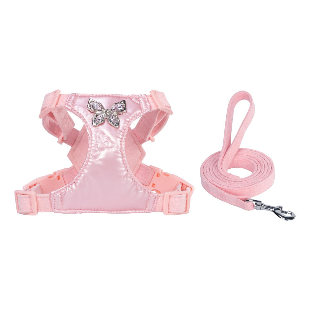 Strap de poitrine de petit chien facile de marche chien métal papillon main tenir corde