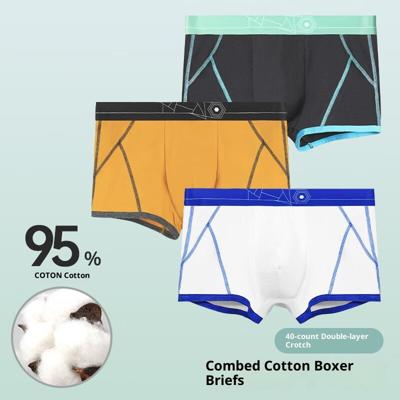 Slip de boxeur confortable en coton pur pour homme avec imprimé rayé