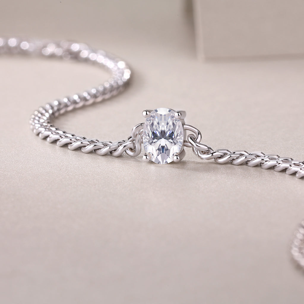 S925 Argent 1ct Oval Moissanite Bracelet