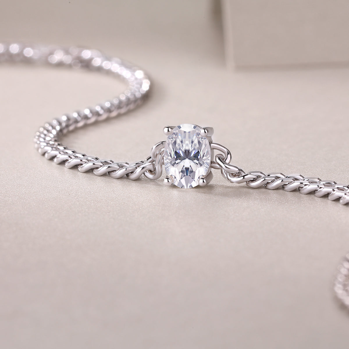 S925 Argent 1ct Oval Moissanite Bracelet