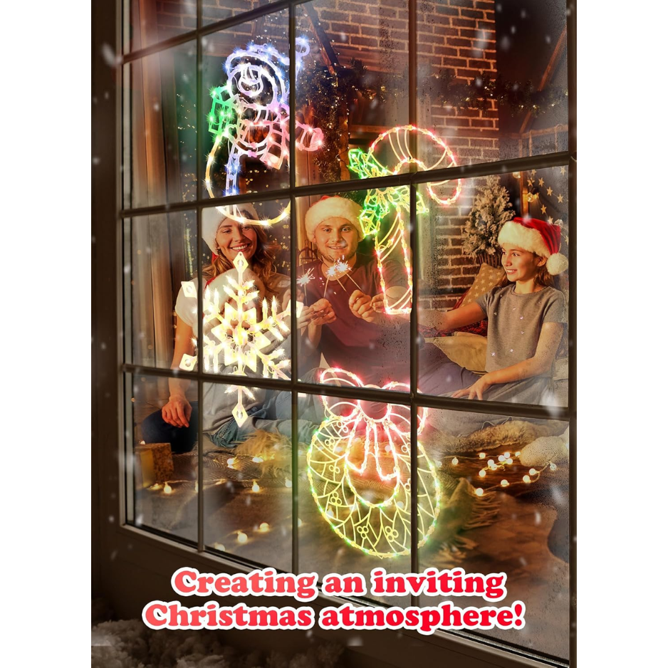 4 lumières de fenêtre de Noël Pack