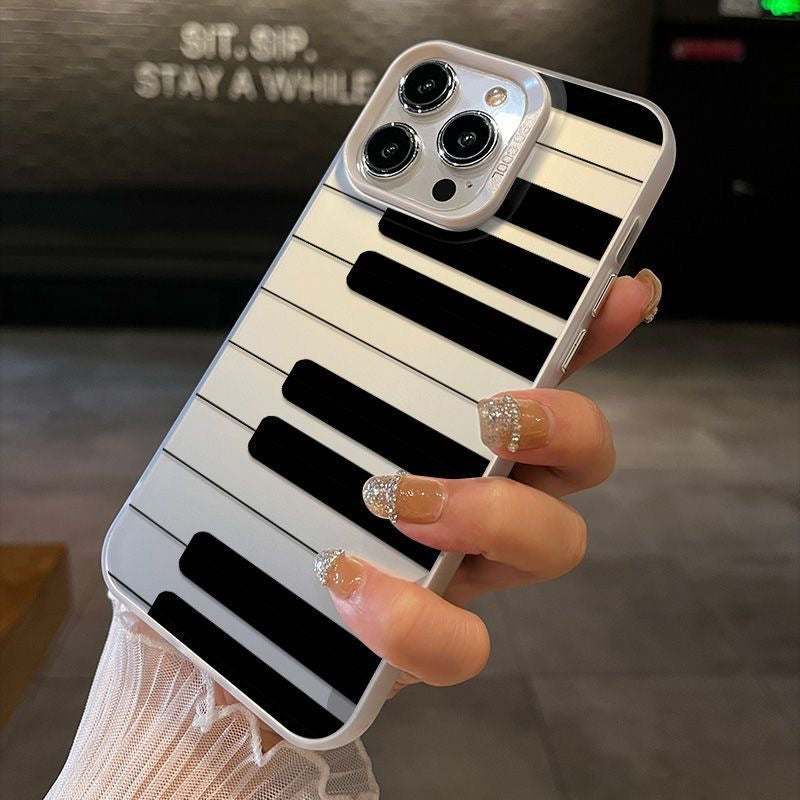 Étui de téléphone à thème noir et blanc pour piano
