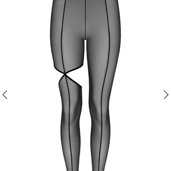 Trendy Asymétrique Split-leg rayé Sexy noir bas en soie