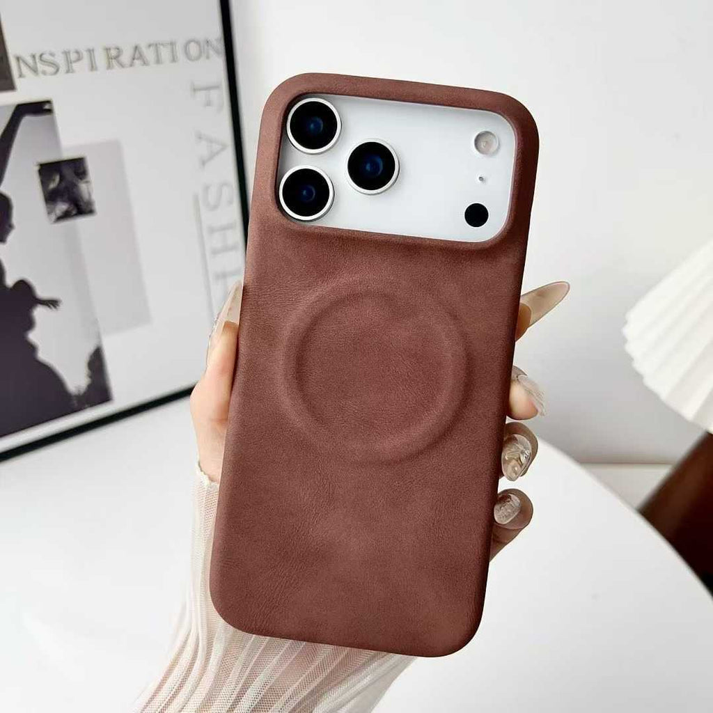 Minimalist Solid Color Skin-feel Sheepskin Magnetic Phone Case