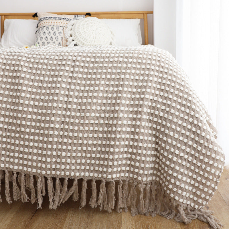 Couverture à mailles pointillée de style nordique Gauze Tassel
