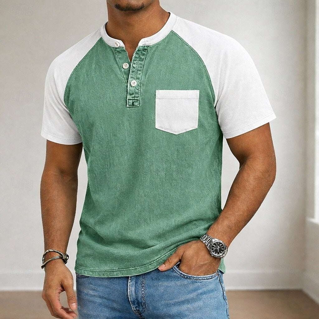 Men's polo shirt with a classic Henley collar