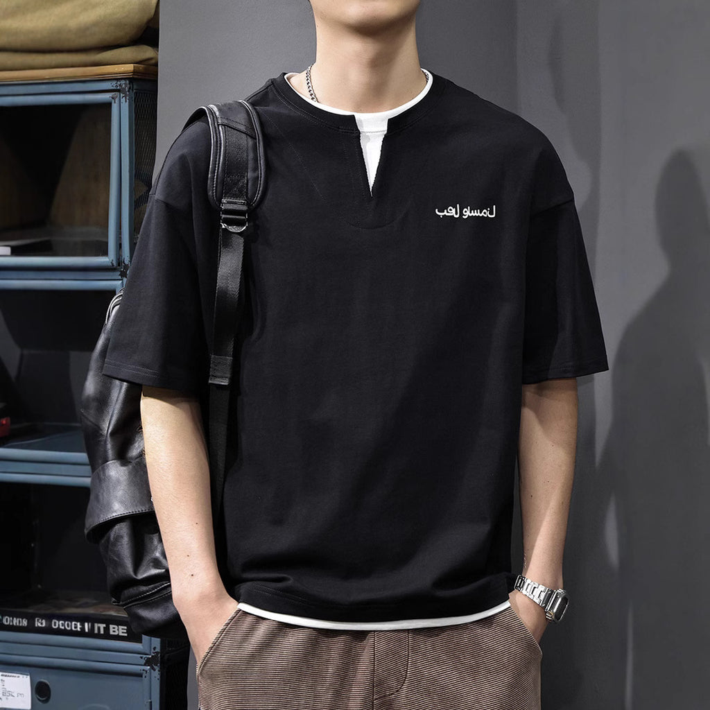 Hommes Faux Deux-pièces Manches Courtes Manches V-Neck