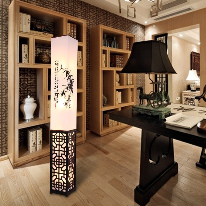 Lampadaire moderne chinois en bois massif dimmable LED
