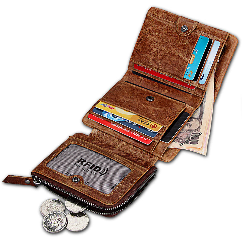 Portefeuille en cuir rétro pour homme Fentes de cartes multiples