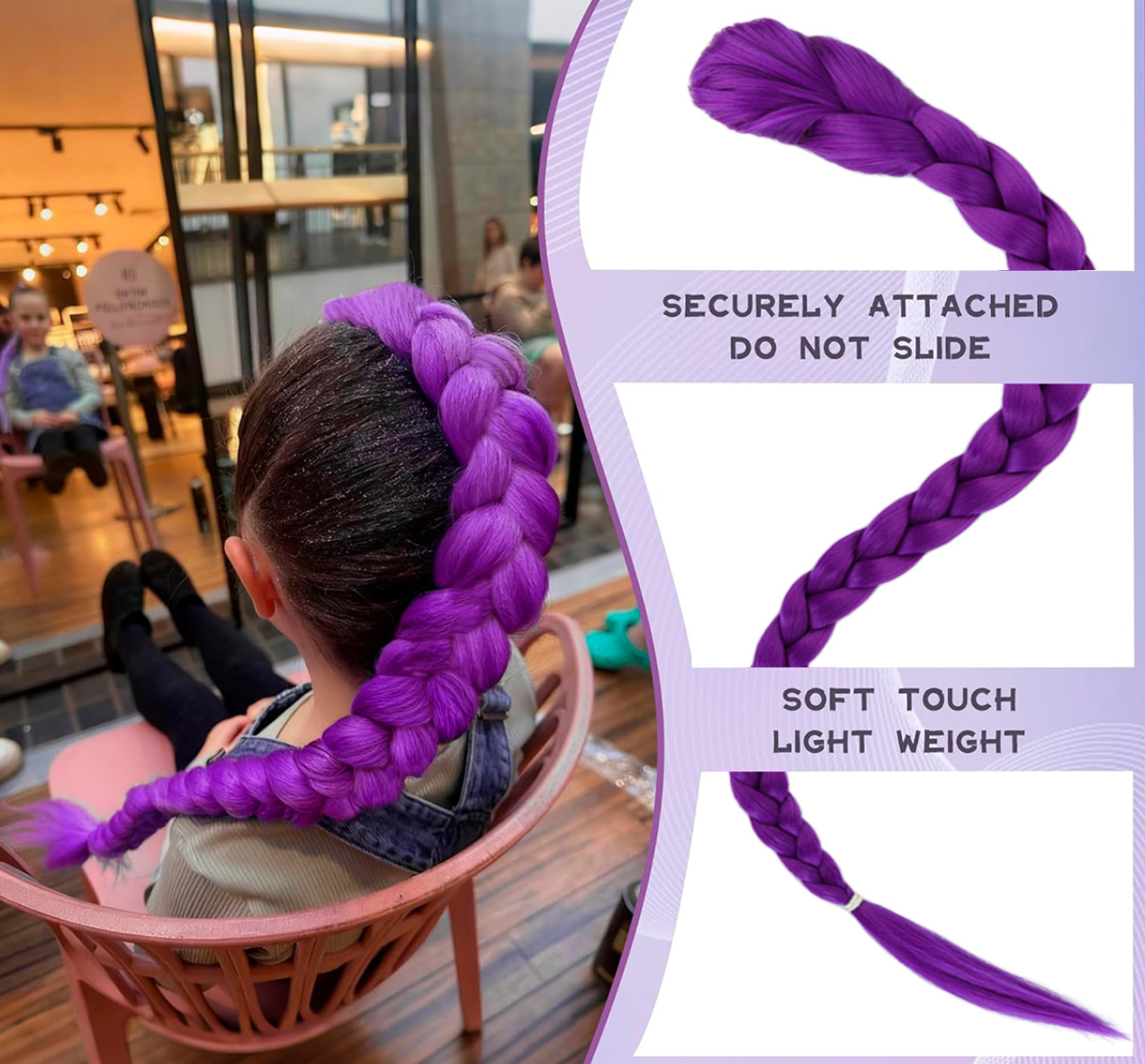 Extension de cheveux de queue de cheval tressée en croûte
