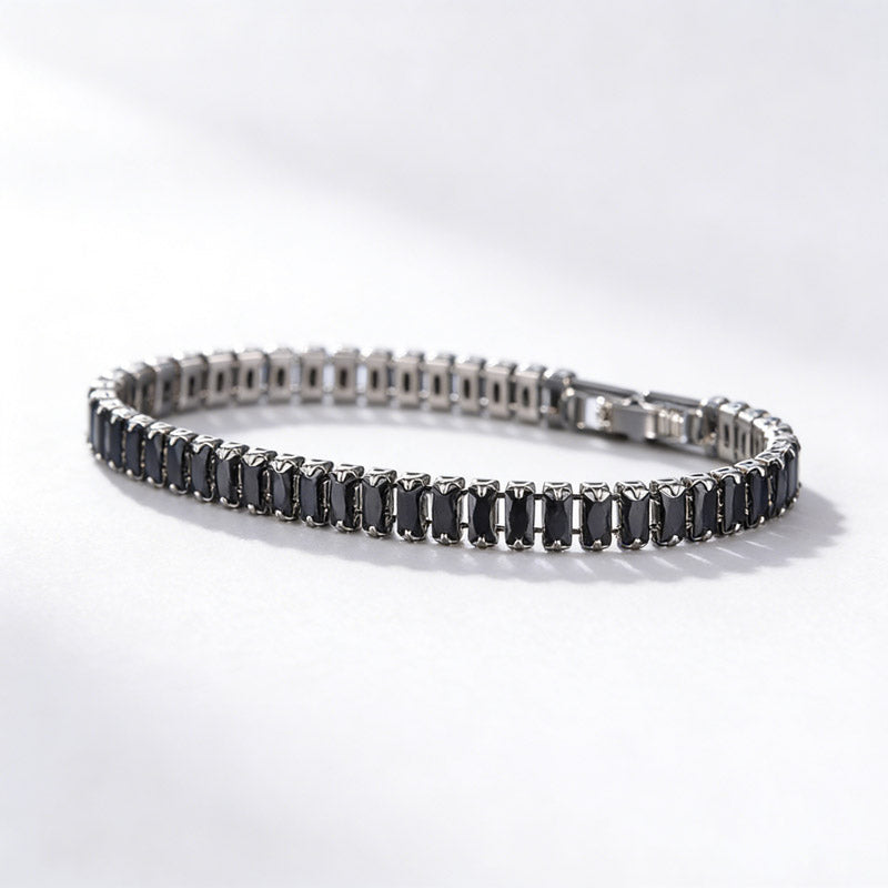 Bracelet de tennis noir de luxe Zircon Élégant geométrique laiton bijoux Femmes Party Mariage Da