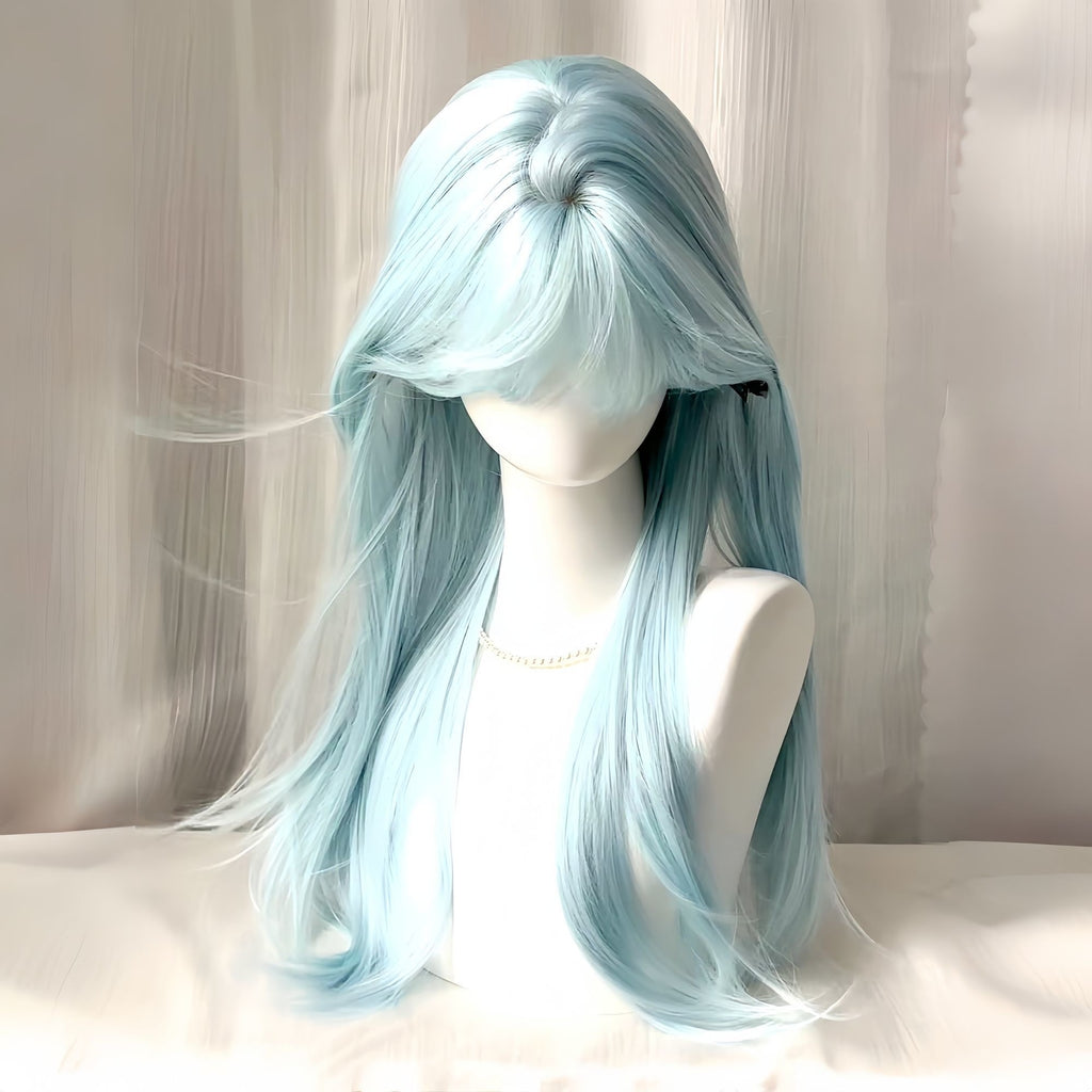 Long cheveux droit avec une frange atmosphérique naturelle