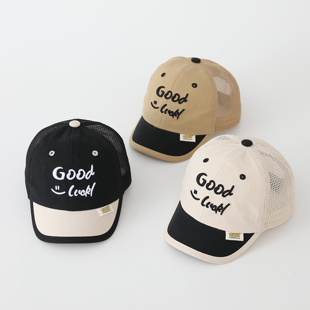 Casquette de baseball respirant en maille multicolore pour enfants avec broderie anglaise amusante