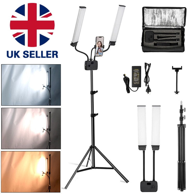 45W dimmable double bras LED lampe trépied stand Kit Video Studio Support de téléphone