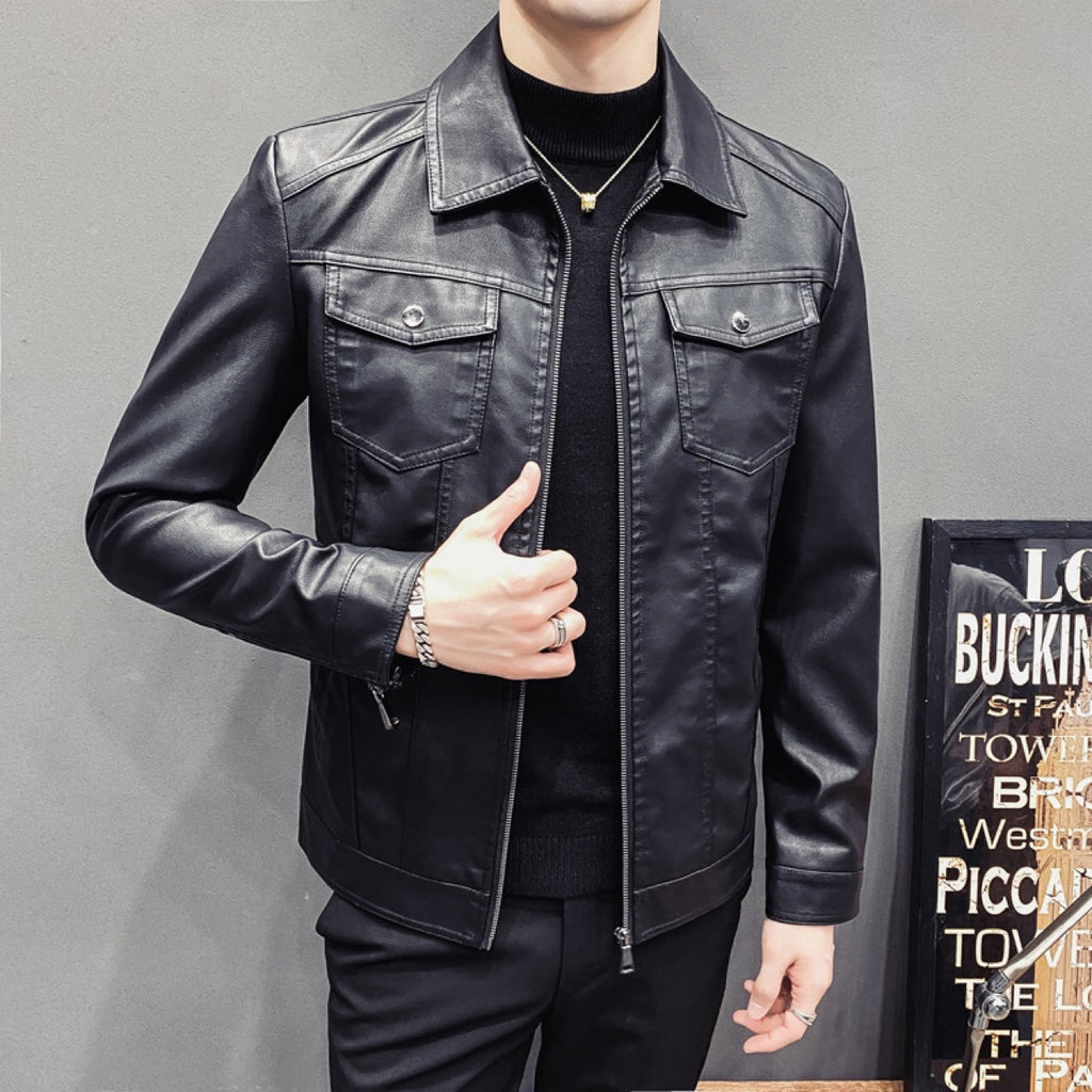 Automne Hiver Hommes Quilted Vêtements en cuir occasionnels