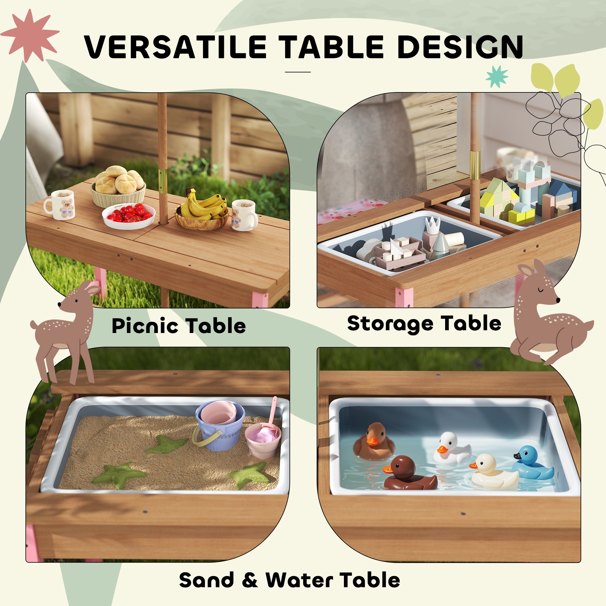 Ensemble de table de pique-nique pour enfants avec parapluie pliable