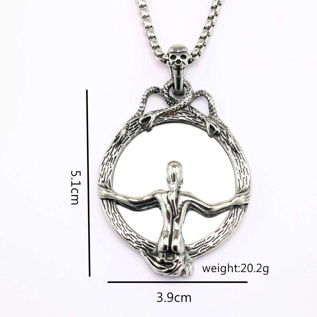 Collier miroir magique pendentif homme en acier inoxydable rétro