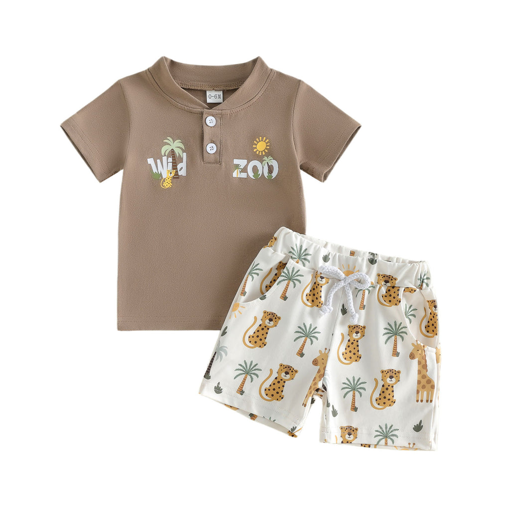 T-shirt et shorts à manches courtes en col Polo imprimé