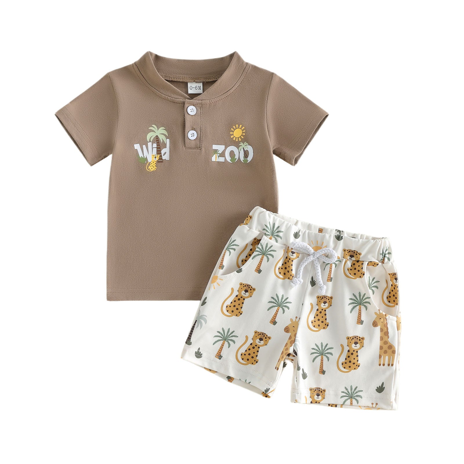 T-shirt et shorts à manches courtes en col Polo imprimé