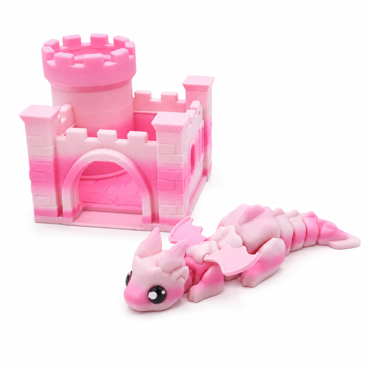 Ensemble de dragon articulé et château imprimé 3D