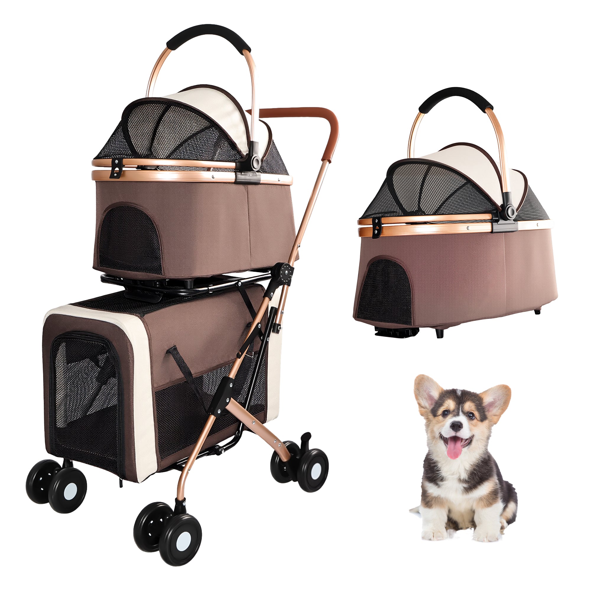 Poussette double pour chiens et chats