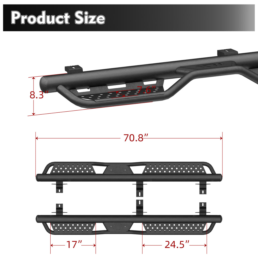 Barres des marches de descente pour 07-18 Jeep Wrangler JK Unlimited 4 Door