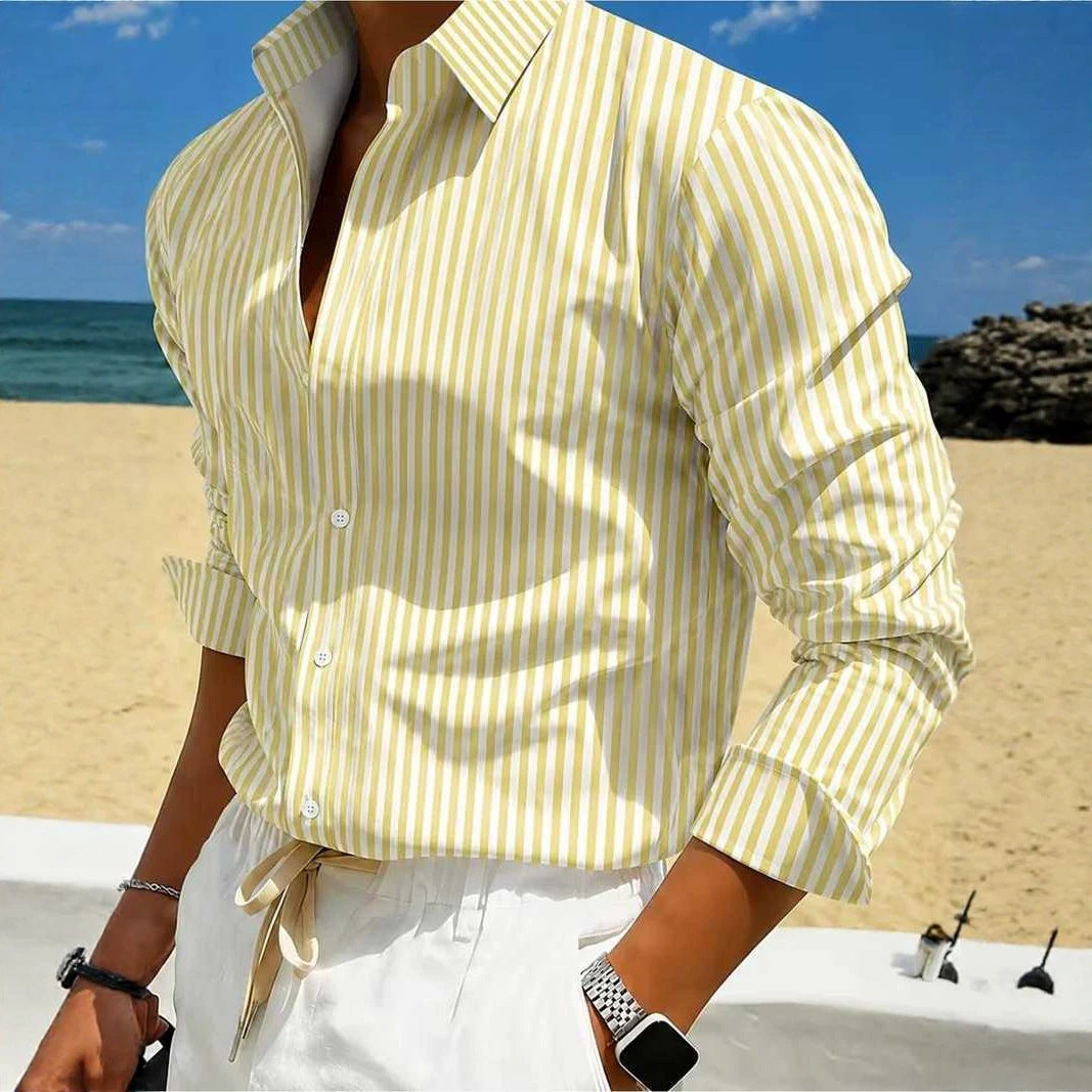 Chemise à manches longues rayées pour homme pour l'été