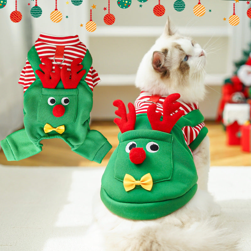 Chien de Noël Chats Coats Robe Déguisement Elk Pocket Sweatshirt Teddy Bichon Puppy Ki