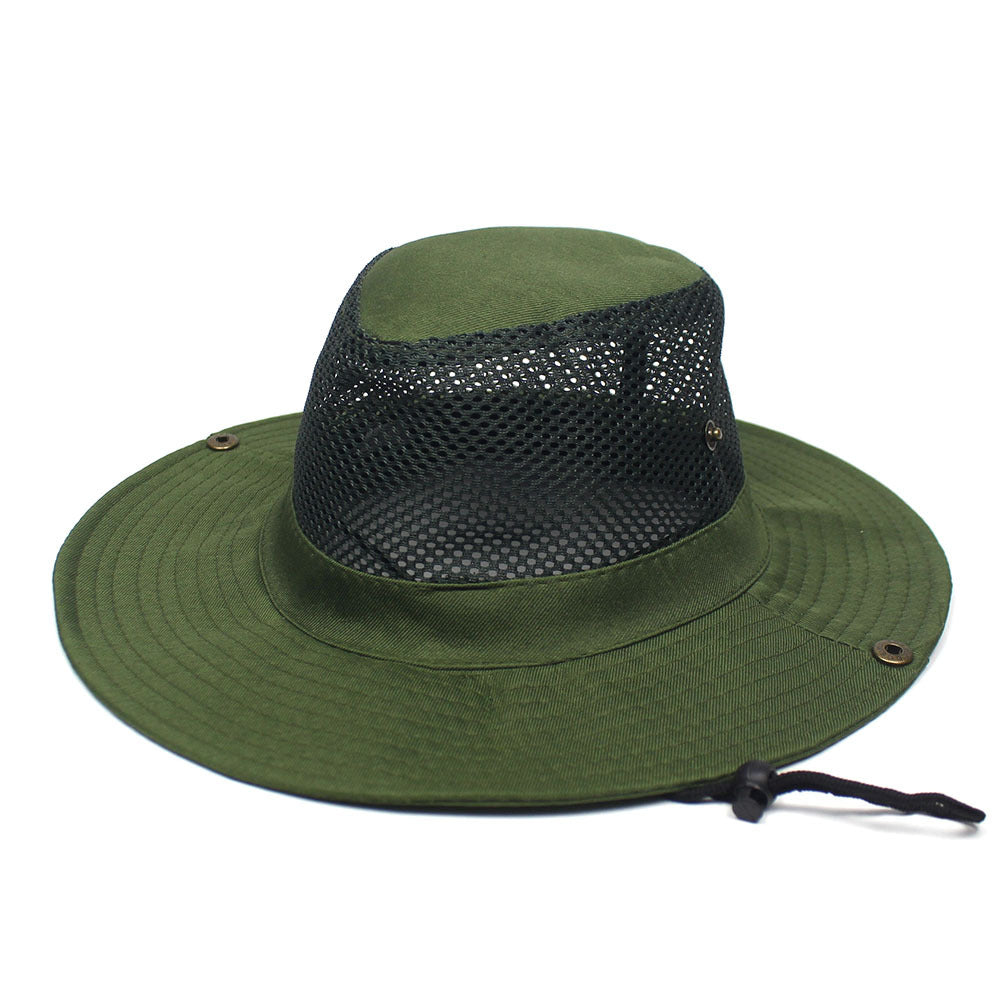 Patchwork Mesh Breathable Bucket Hat Pêche Cyclisme Windproof Protection solaire pliable
