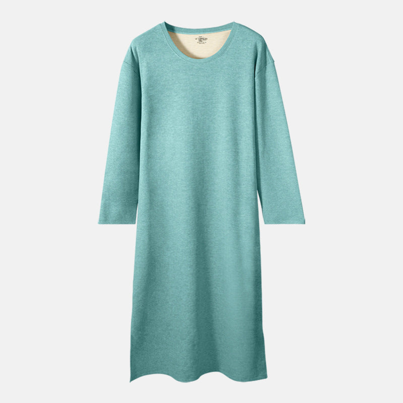 Homme AutomneHiver Manches longues Une piece Robe de nuit Longueur genou Peignoir Longue chemise de nuit