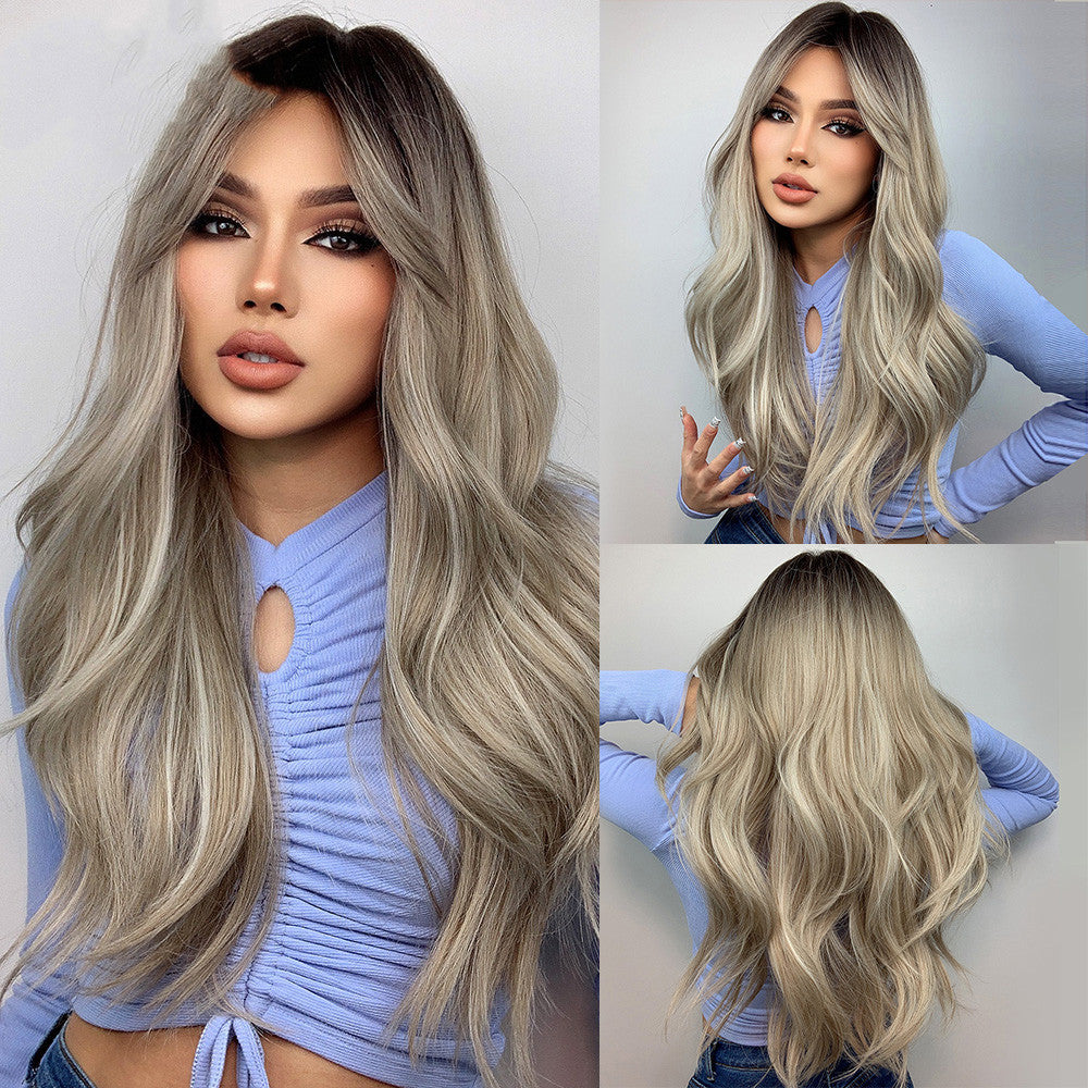 Cheveux bouclés longs oranges avec perruque