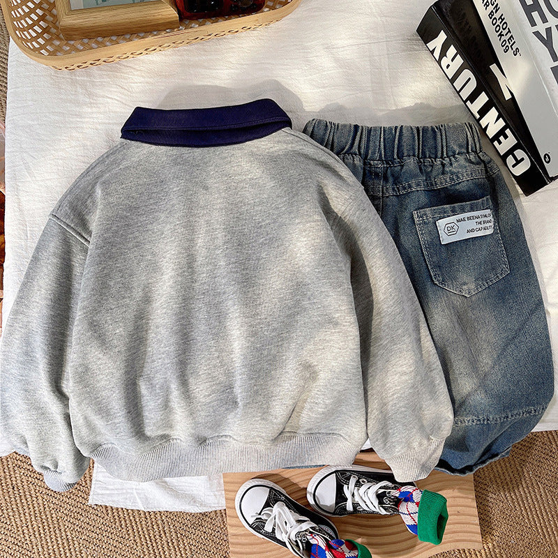 Letter-print pour enfants Top et Vintage Denim Jeans