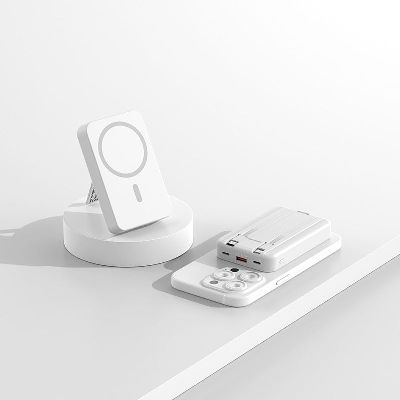 Banque d'alimentation Deux voies Super rapide Charge magnétique Portable Banque d'alimentation sans fil avec ligne
