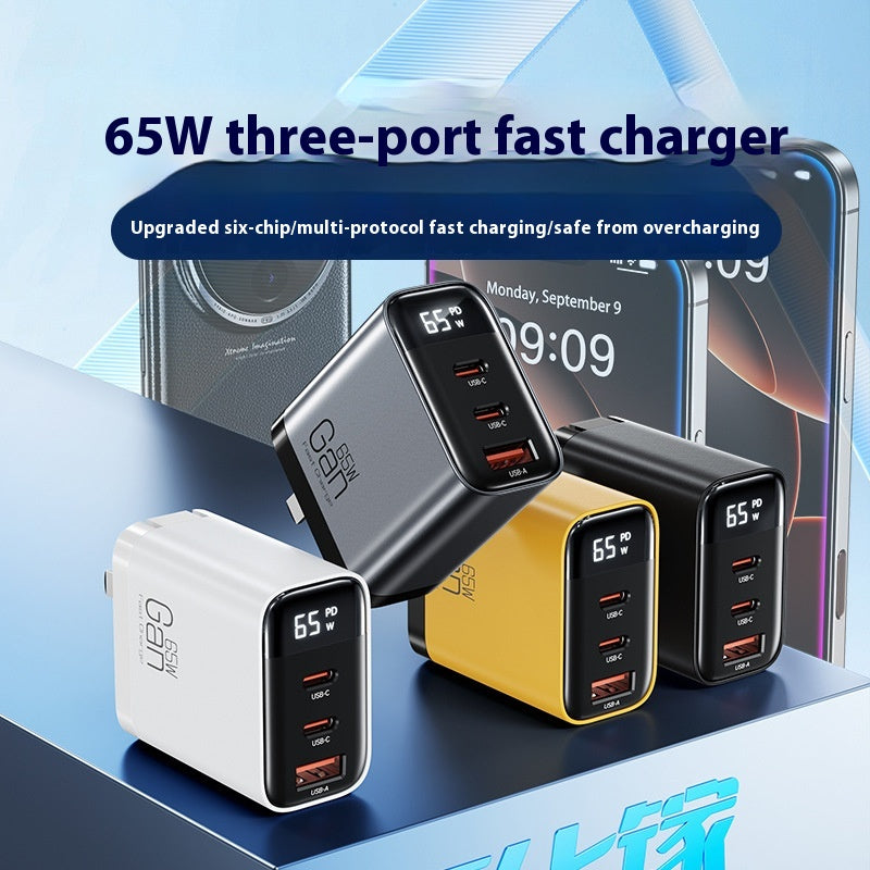 Gallium Nitride Three-Port Charging Data Sheet Smart Digital Display Mobile Phone Charger