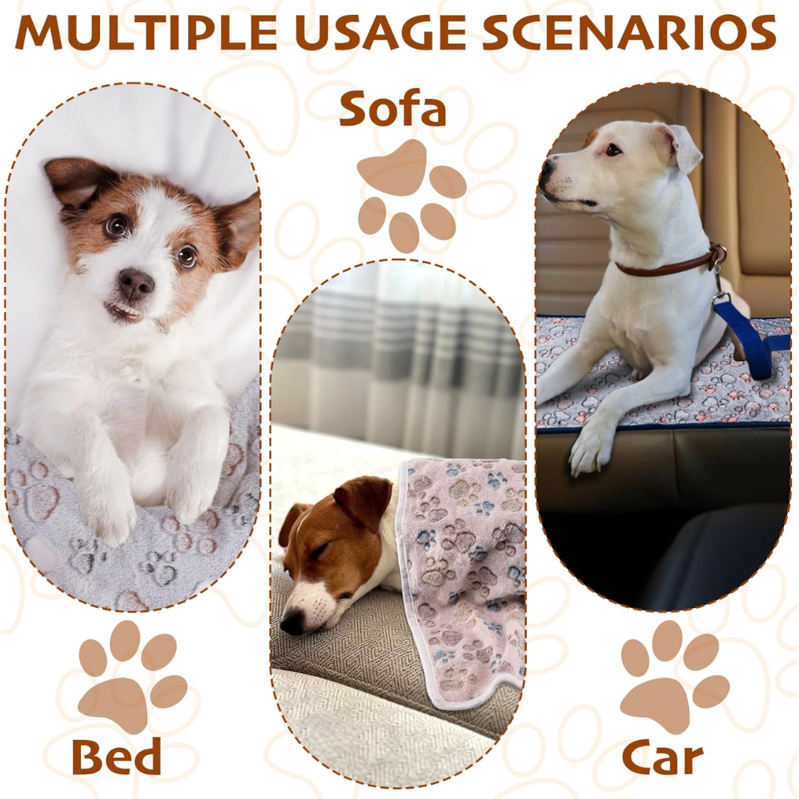 1 Pack 3 Blankets Fluffy Premium Flèche souple de couverture pour animaux de compagnie lancer pour chiot chien de chat
