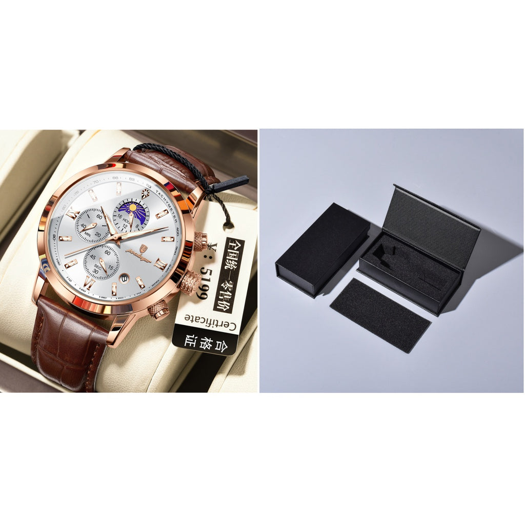 Men's watch with moon phase and multi-function chronograph