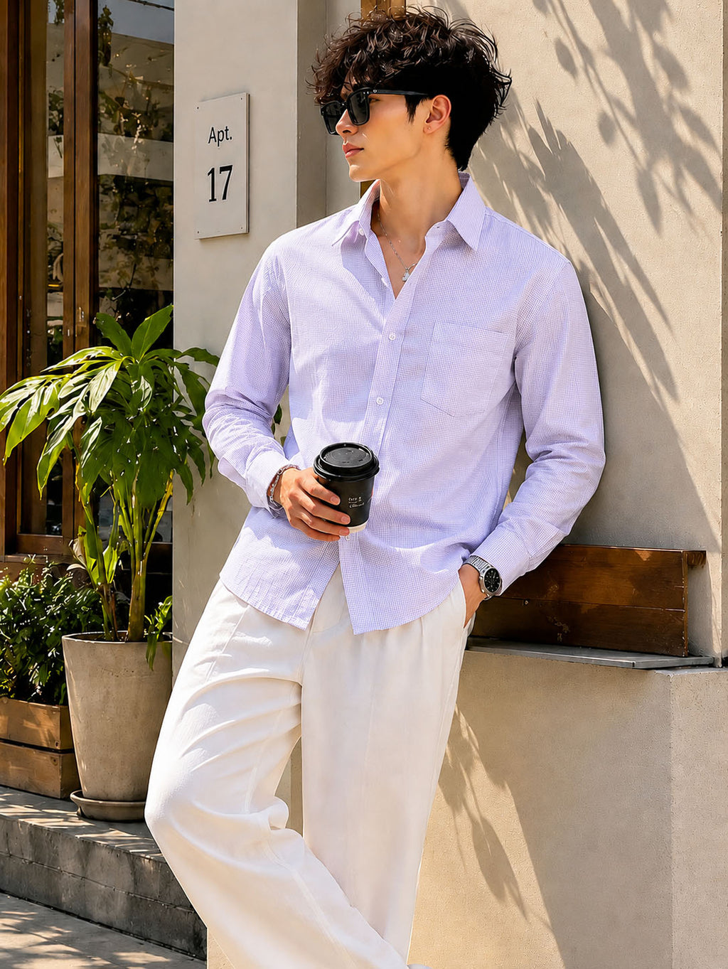 Chemise - Chemise décontractée pour homme à manches longues pleines en plein air