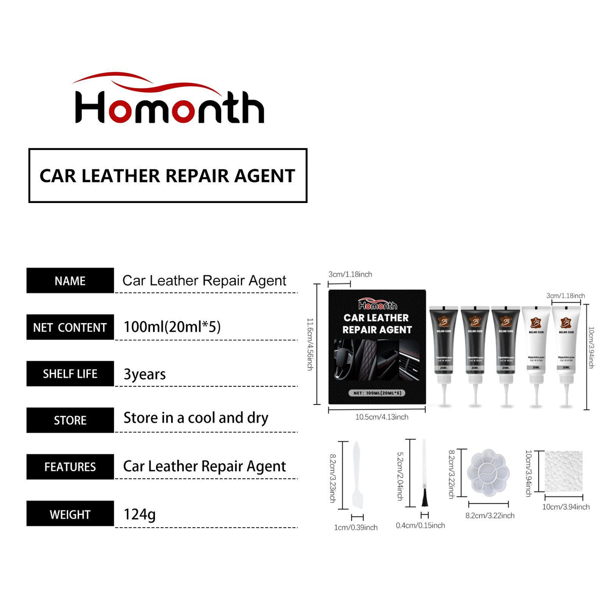 HOMONTH Kit de soins en cuir automobile