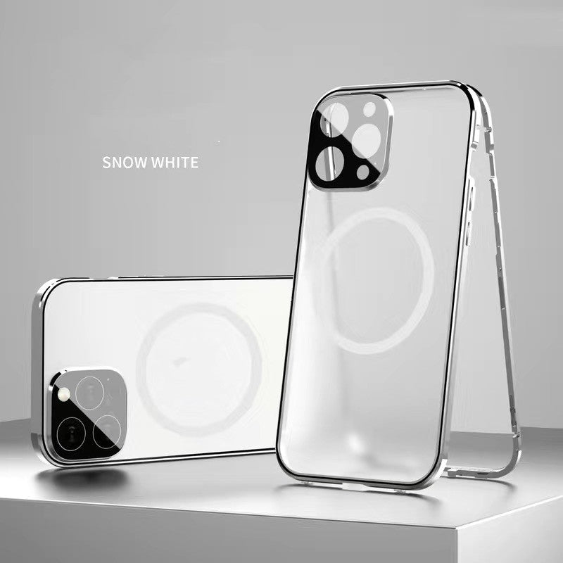 Boîtier de téléphone Magsafe magnétique tout compris Double face verre anti-chute Shell