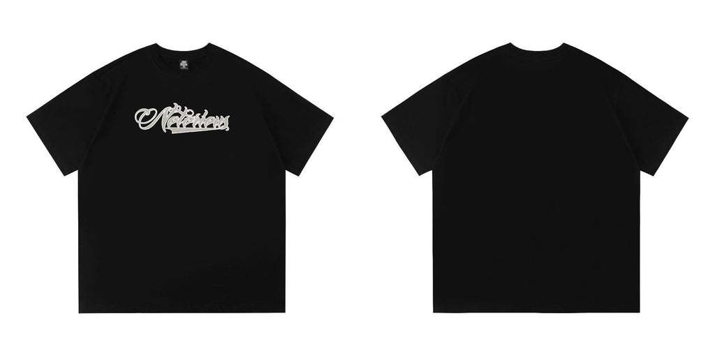 Tee-shirt à manches courtes agrafées brodé plus de taille