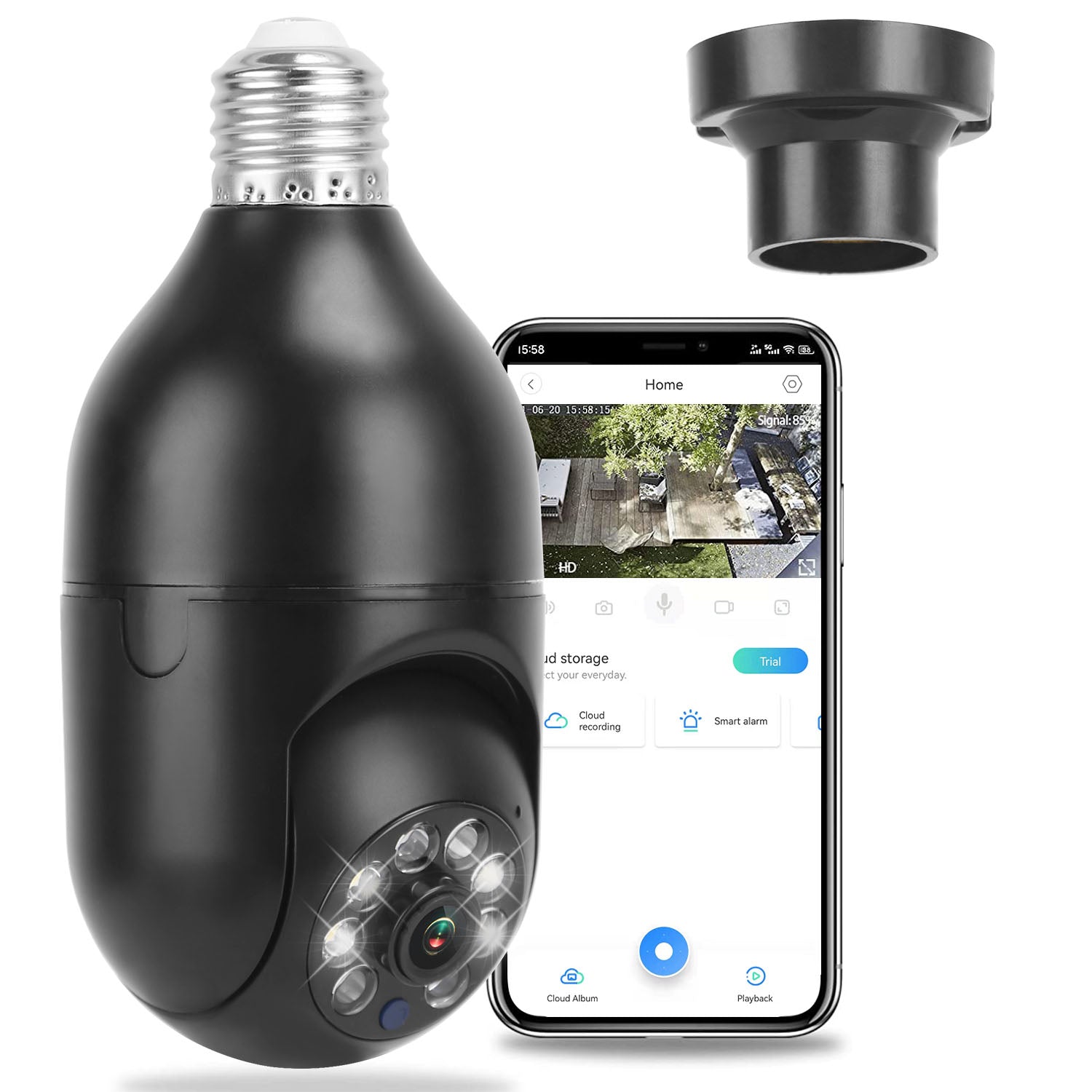 1Pc E27 WiFi Ampoule Caméra 1080P FHD WiFi IP Pan Tilt Caméra de surveillance de sécurité avec deux-