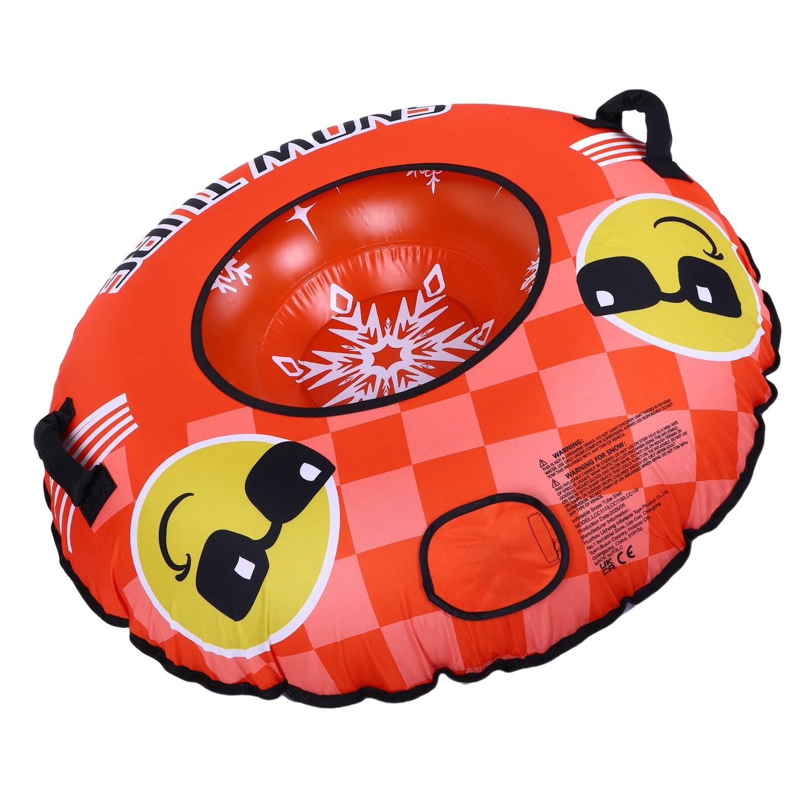 43.3 Inch Tube de neige PVC Cold Proof Gonflable Snow Sled Ski Ring Jouet d'hiver avec 2 poignées