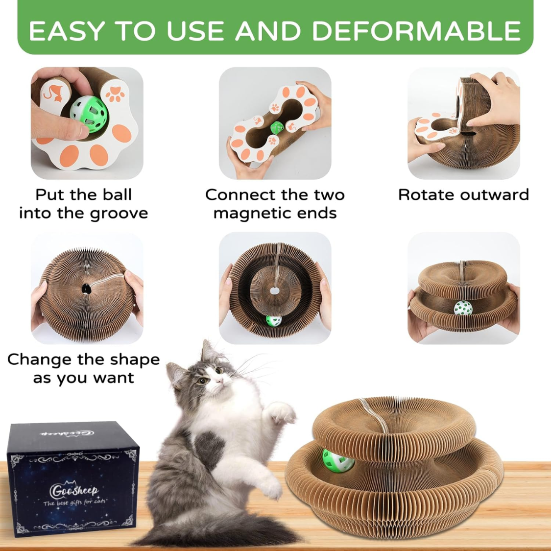 Griffoir pour chat ludique, jouet interactif pour chat d'intérieur