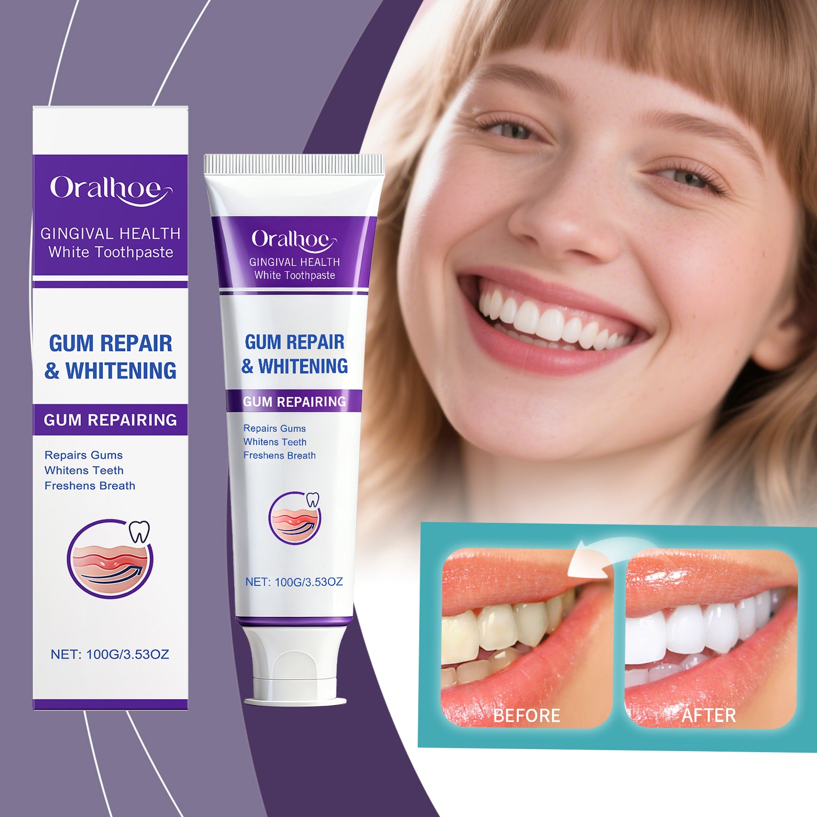 Éclairage et réparation de soins de la mâchoire Dentifrice 1 00g