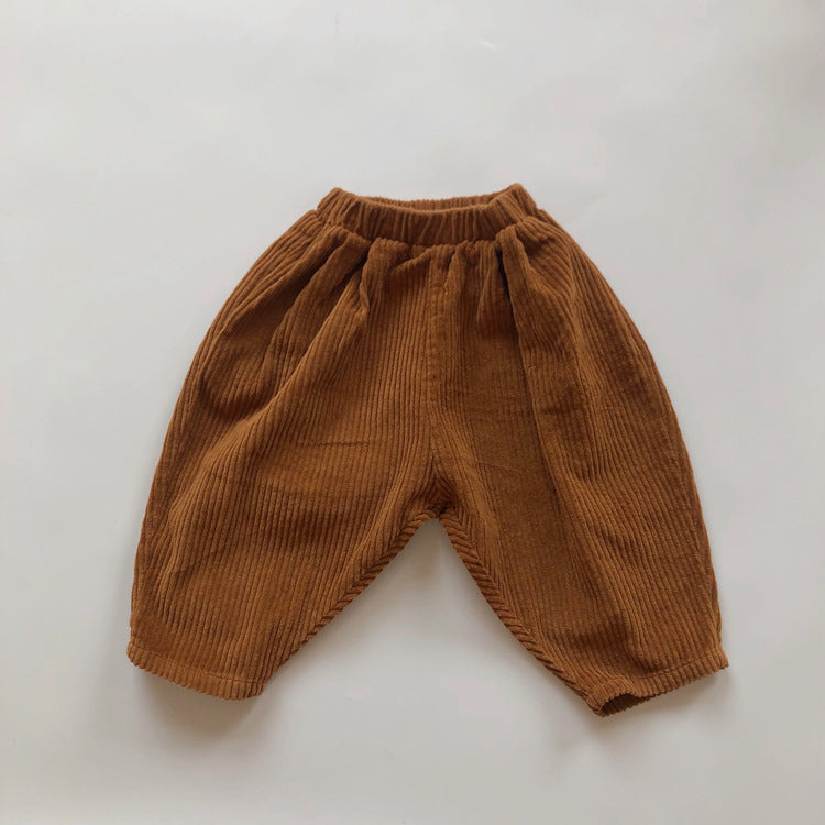 Garçons et filles épais Velours rayés Casual épais Pantalons radish