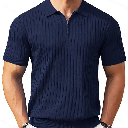 Hommes Zip-Up manches courtes Polo T-Shirt T-Shirt mode de golf casual
