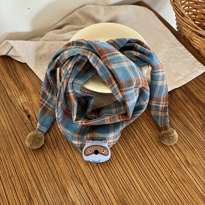 Style coréen coton-linen Plaid enfants écharpe polyvalent et facile à assortir