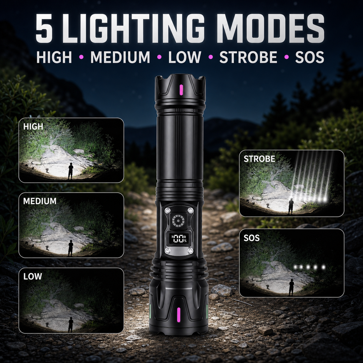 Lampe de poche LED 3210 pour camping en plein air