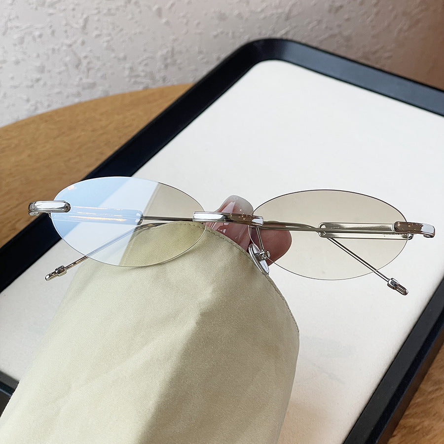 Pas de maquillage regarder Rimless Ovale Plain Glass pour les femmes
